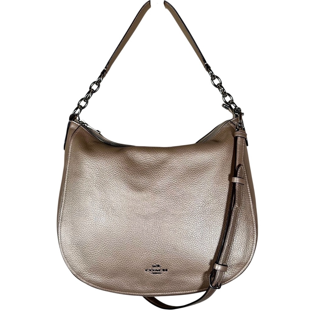 COACH Elle Pebbled Leather Hobo Bag in metallic rose gold - Picture 2 of 16